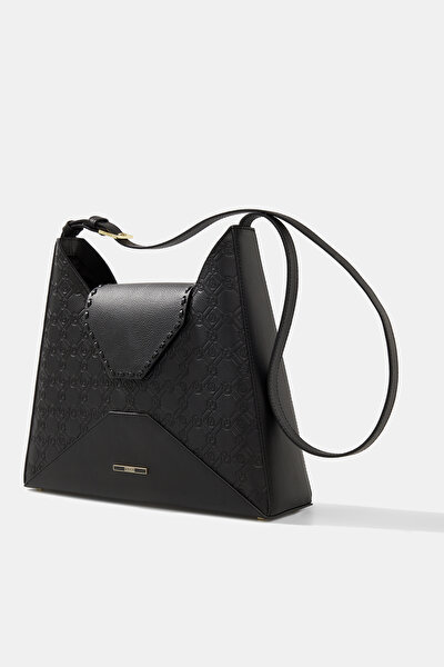 BLACK MONOGRAM LEATHER BAG 5