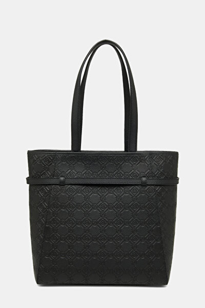 BLACK MONOGRAM LEATHER BAG 3