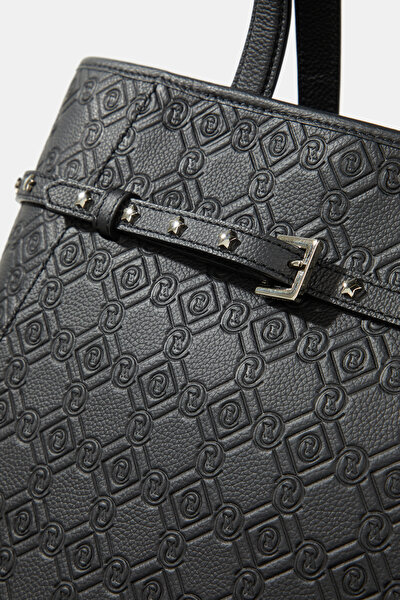 BLACK MONOGRAM LEATHER BAG 4