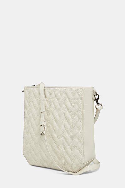 ECRU MONOGRAM LEATHER BAG 5
