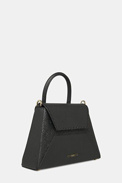 BLACK MONOGRAM LEATHER BAG 3