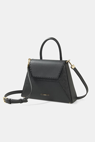 BLACK MONOGRAM LEATHER BAG 5