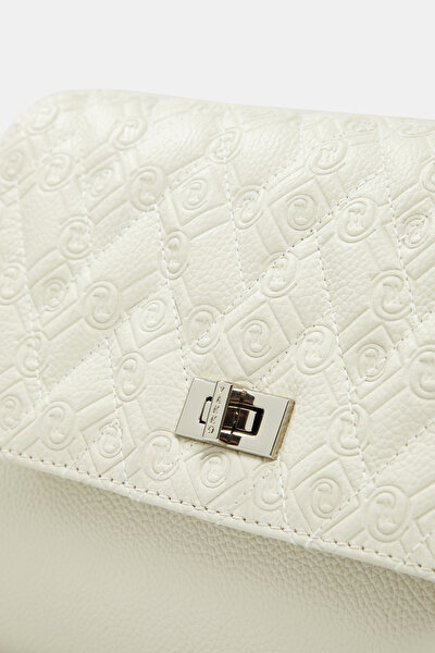 ECRU MONOGRAM LEATHER BAG 5