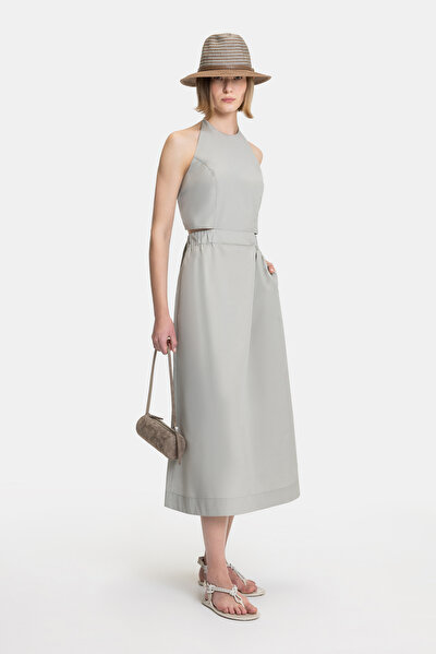 KHAKI HALTER DRESS 4