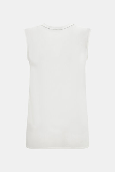 ECRU V NECK SLEEVELESS BLOUSE 5