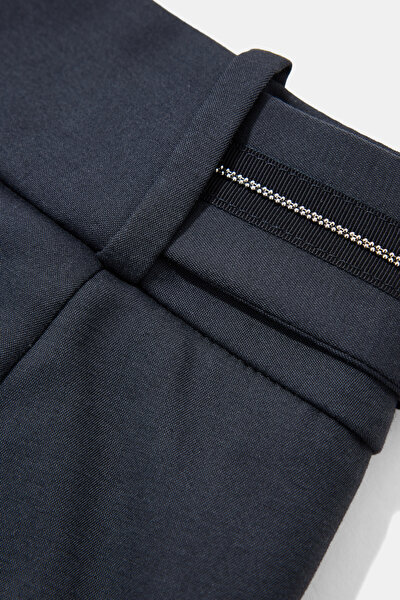 DARK NAVY BLUE SKINNY LEG TROUSERS 4