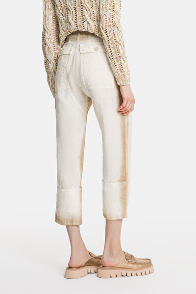 BEIGE BATIK SKINNY LEG TROUSERS 4