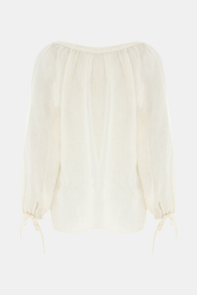 ECRU BASIC / ROUND NECKLINE LONG SLEEVE BLOUSE 8