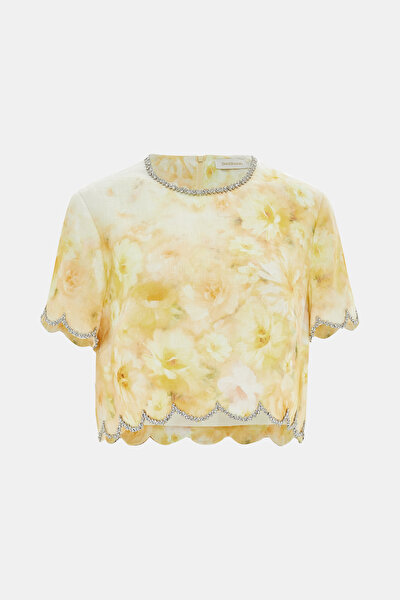 CREAM DESİGN FİLLED SHORT SLEEVE BLOUSE 3