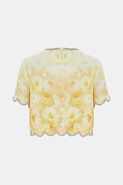 CREAM DESİGN FİLLED SHORT SLEEVE BLOUSE 4