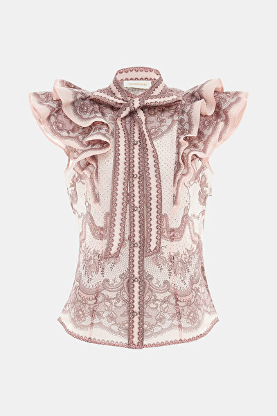 PEMBE DESENLİ KISA KOLLU BLUZ 3