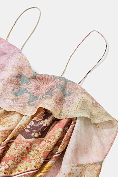 MULTİCOLOR FLORAL PATTERN MİDİ DRESS 3