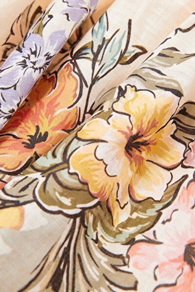 MULTİCOLOR FLORAL PATTERN MİDİ DRESS 4