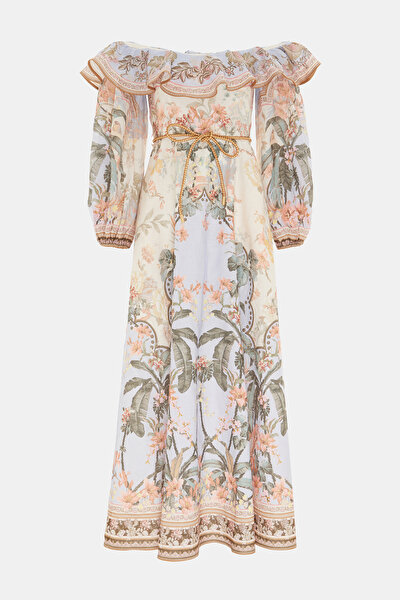 MULTİCOLOR FLORAL PATTERN MİDİ DRESS 3
