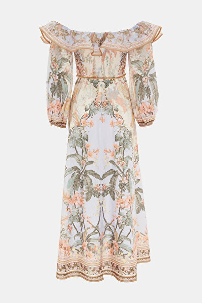 MULTİCOLOR FLORAL PATTERN MİDİ DRESS 4