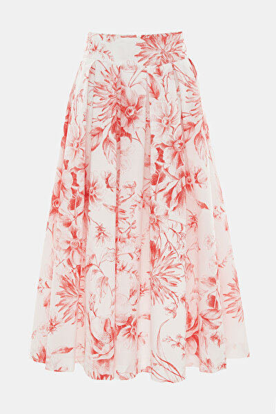 RED FLORAL PATTERN SKIRT 5