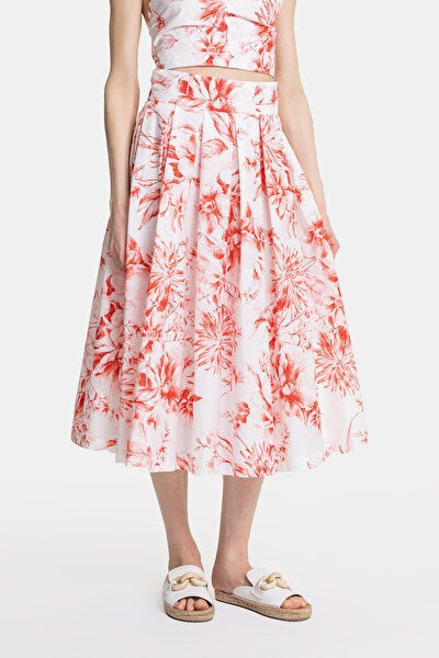RED FLORAL PATTERN SKIRT 3