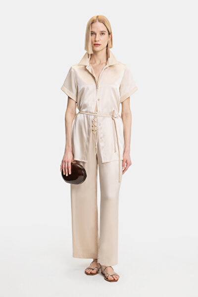 BEIGE WIDE LEG TROUSERS 4