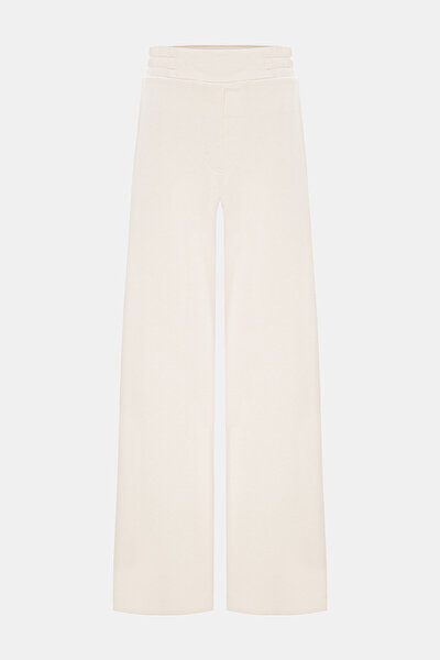 BEIGE WIDE LEG SPORTS TROUSERS 5