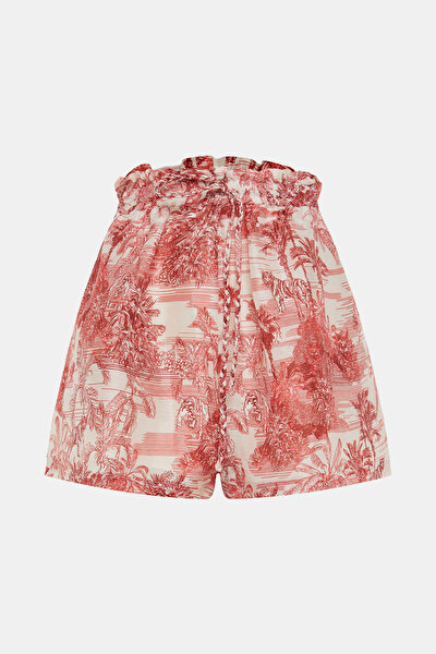 WHITE DESIGN FILLED LINEN SHORTS 4