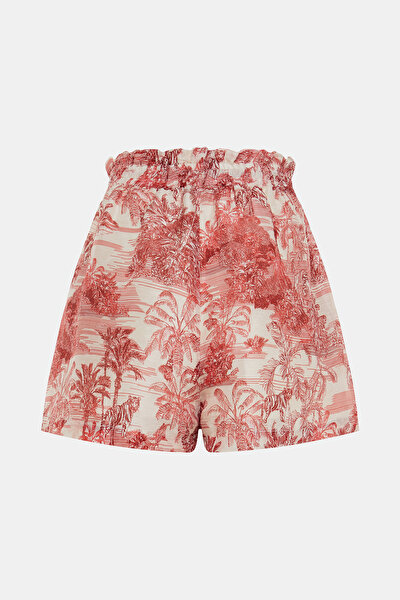WHITE DESIGN FILLED LINEN SHORTS 5