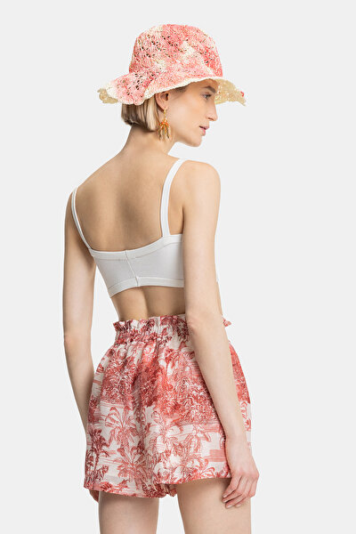 WHITE DESIGN FILLED LINEN SHORTS 3