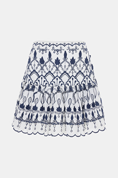 WHITE DESIGN FILLED MINI SKIRT 5