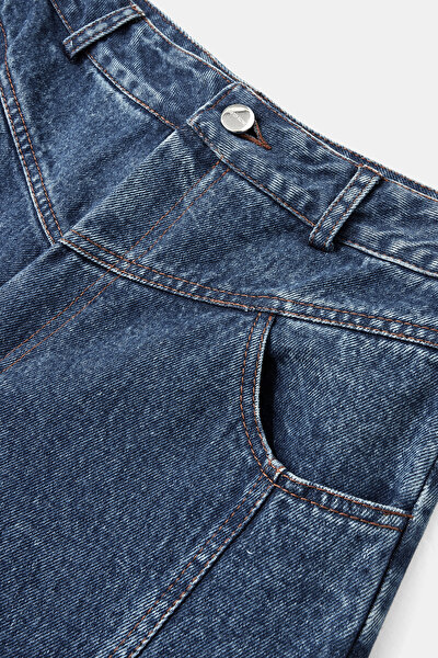 DARK BLUE WIDE LEG TROUSERS 3