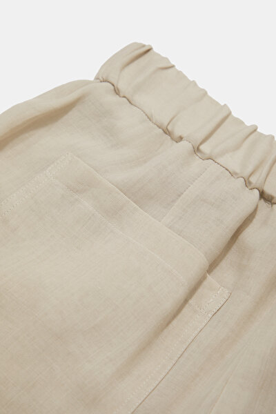 BEIGE WIDE LEG TROUSERS 4