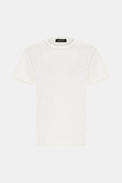 WHITE BASIC / ROUND NECKLINE SHORT SLEEVE TSHIRT 5
