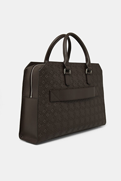 BROWN MONOGRAM LEATHER BAG 3