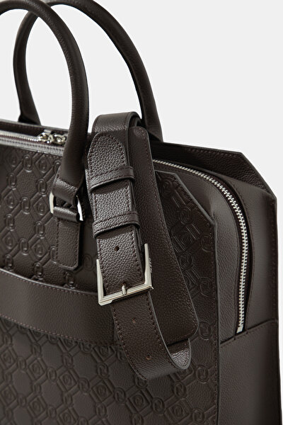 BROWN MONOGRAM LEATHER BAG 5
