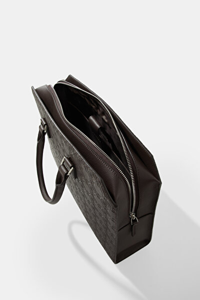 BROWN MONOGRAM LEATHER BAG 8