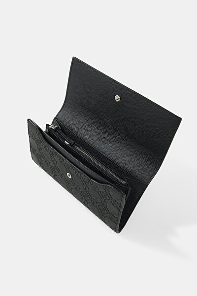 BLACK MONOGRAM LEATHER WALLET 4