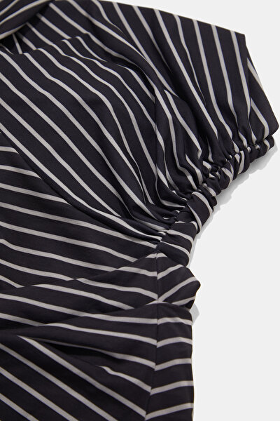 ECRU STRIPED PATTERNED MINI DRESS 3