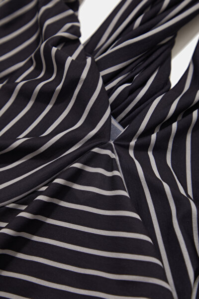 ECRU STRIPED PATTERNED MINI DRESS 4