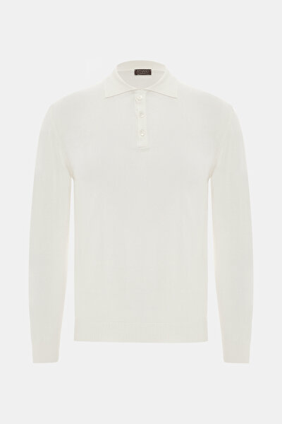 ECRU POLO NECK LONG SLEEVE TSHIRT 4
