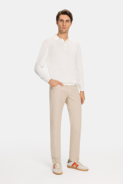 ECRU POLO NECK LONG SLEEVE TSHIRT 3