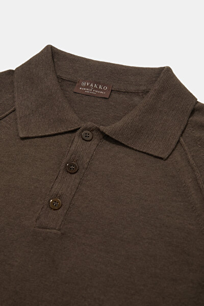 BROWN POLO NECK SHORT SLEEVE TSHIRT 3