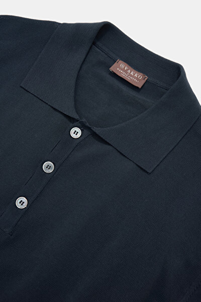 NAVY BLUE POLO NECK LONG SLEEVE TSHIRT 3