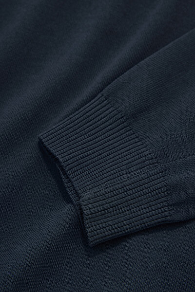NAVY BLUE POLO NECK LONG SLEEVE TSHIRT 4