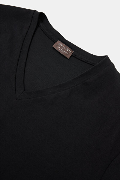 SİYAH V YAKA KISA KOLLU T-SHIRT 3