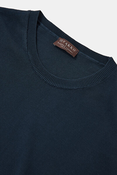 LACİVERT O YAKA KISA KOLLU T-SHIRT 3