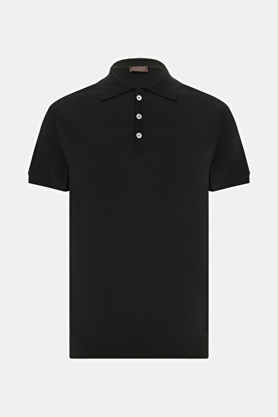 BLACK POLO NECK SHORT SLEEVE TSHIRT 5