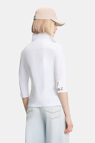WHITE 3/4 SLEEVES SHIRT 3
