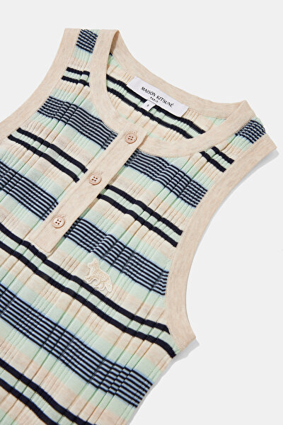 MULTİCOLOR STRİPED PATTERNED SLEEVELESS SUSPENDER BLOUSE 3