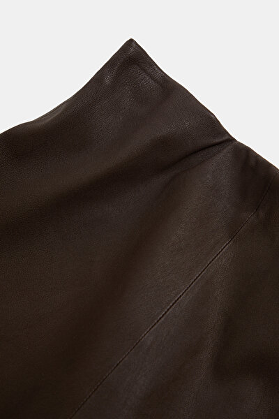 DARK BROWN LEATHER SKIRT 3