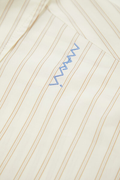 CREAM STRIPED PATTERNED LONG SLEEVE BLOUSE 4