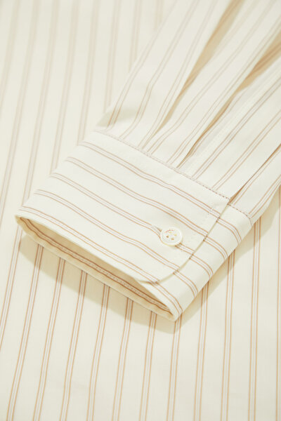 CREAM STRIPED PATTERNED LONG SLEEVE BLOUSE 5