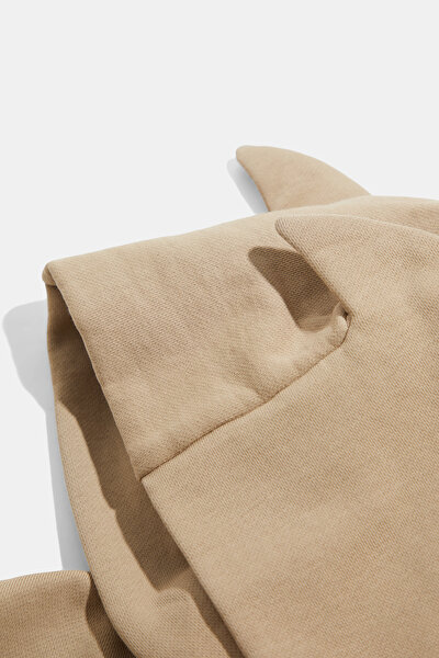 BEIGE RELAX FIT BICYCLE COLLAR SWEATSHIRT 3
